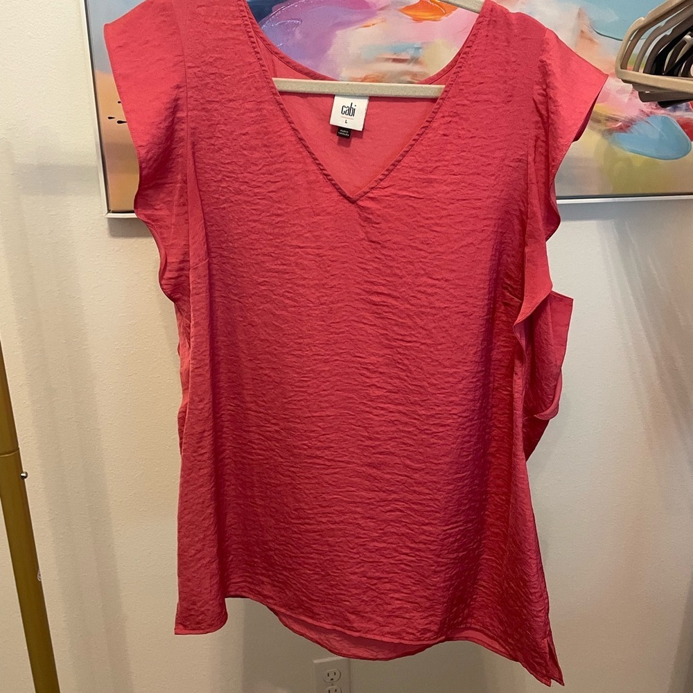Cabi Women's Pink Ruffle Sleeve shirt blouse